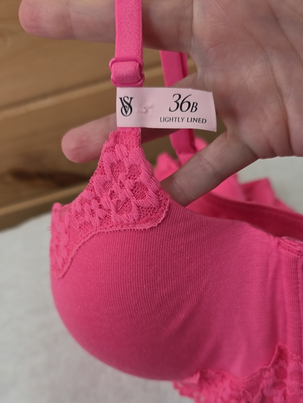 VS The T-Shirt Cotton Lace-Trim Lightly Lined Balconette Bra Sz 36B NWT - Picture 5 of 6